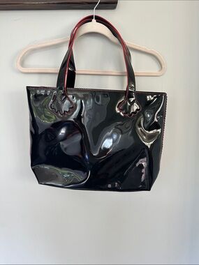 Patent Leather Black Tote with Red Trim Stephanie Johnson for Saks